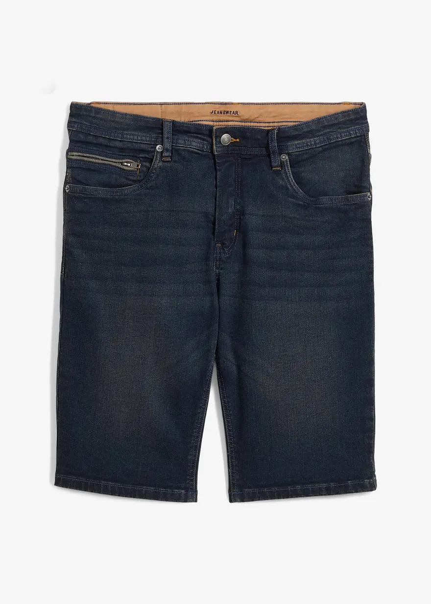 Stretch-Jeans-Bermuda, Slim Fit in blau von vorne - bonprix