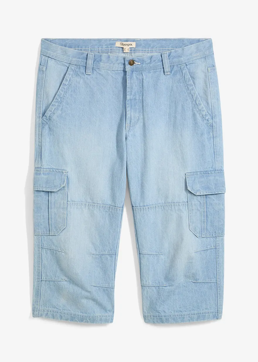 Regular Fit 3/4 Cargojeans, Straight in blau von vorne - bonprix