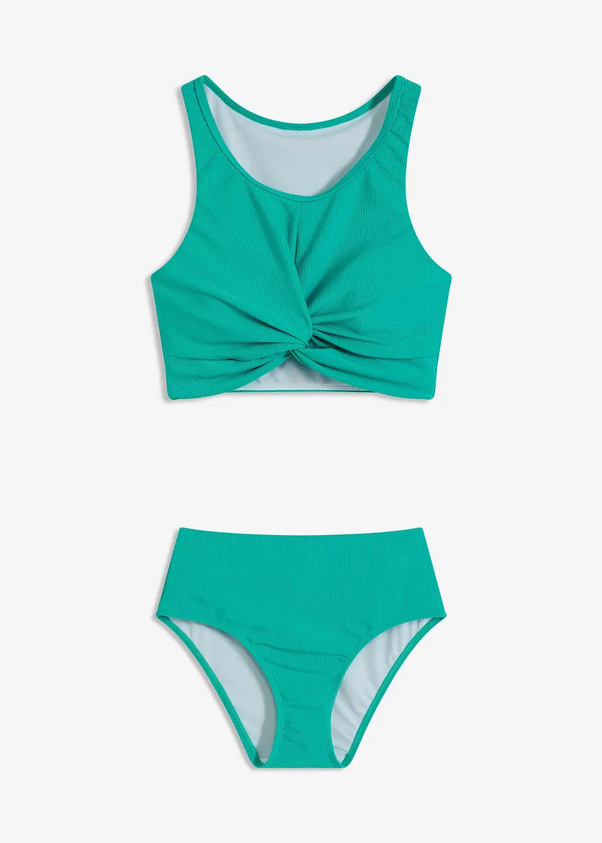 Bustier Bikini aus recyceltem Polyester (2-tlg.Set) in grün von vorne - bonprix