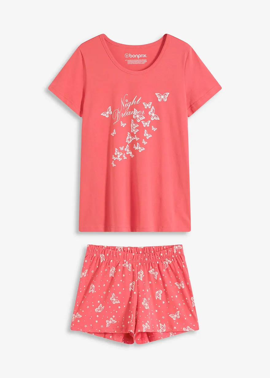 Shorty aus reiner Baumwolle in pink von vorne - bonprix