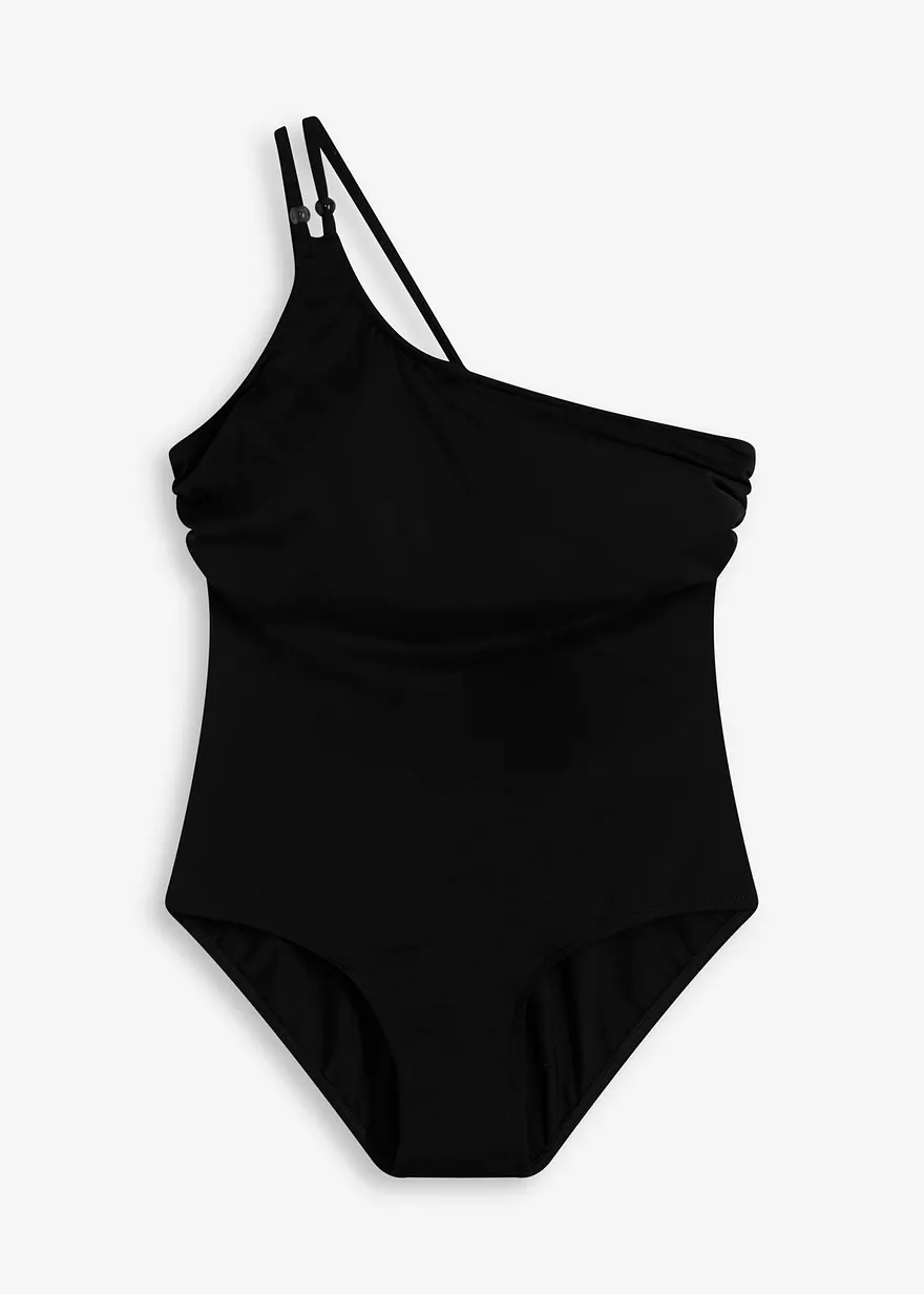 One Shoulder Badeanzug in schwarz von vorne - bonprix