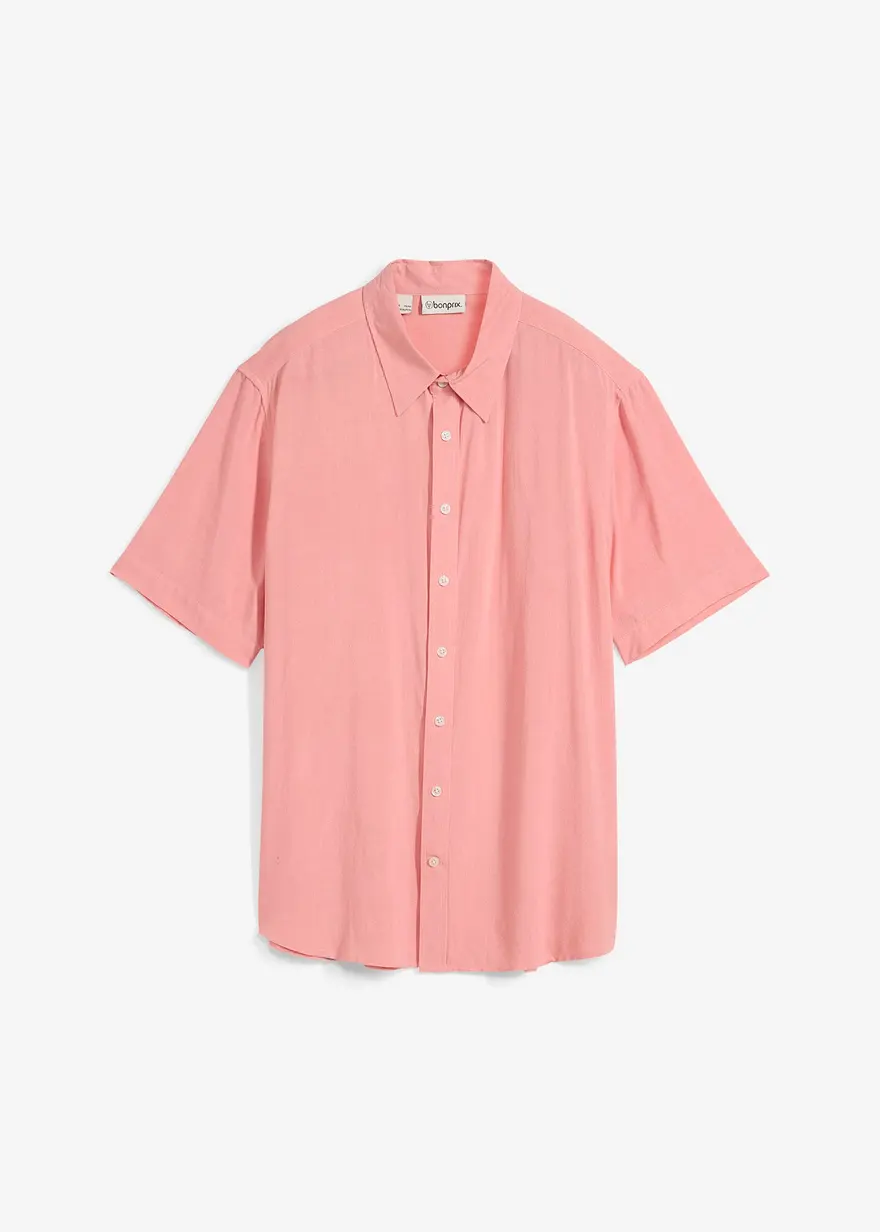 Kurzarmhemd aus Viskose in rosa von vorne - bonprix