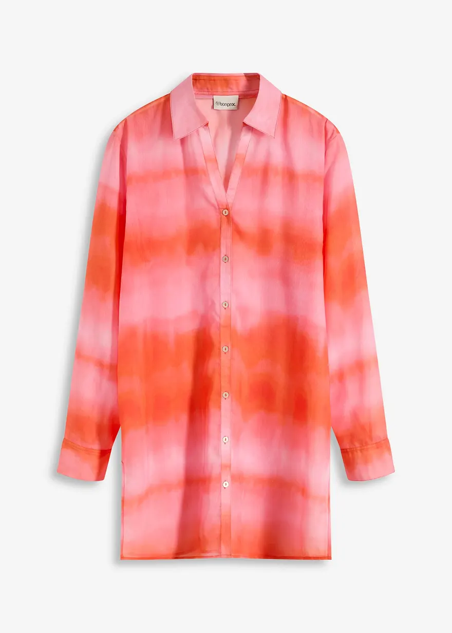 Longbluse mit Batik-Print in rosa von vorne - bonprix