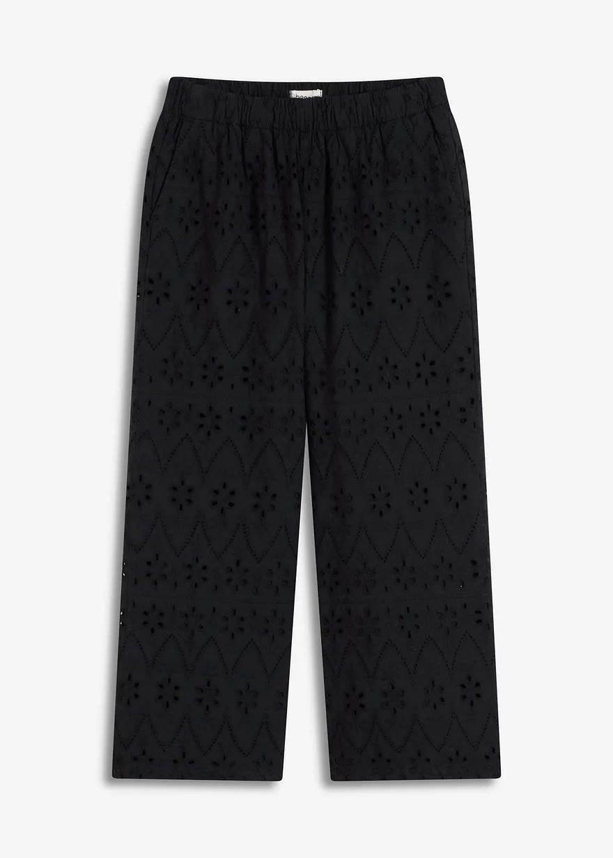 Culotte aus Lochstickerei in schwarz von vorne - bonprix
