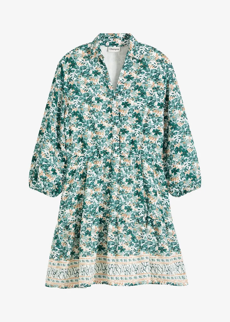 Kleid im Leinen-Look in weiß von vorne - bonprix