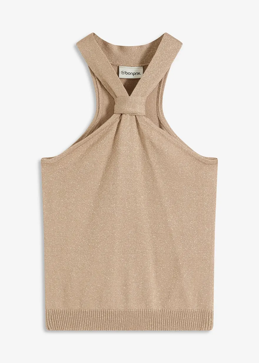 Neckholder Top mit softer Viskose in beige von vorne - bonprix