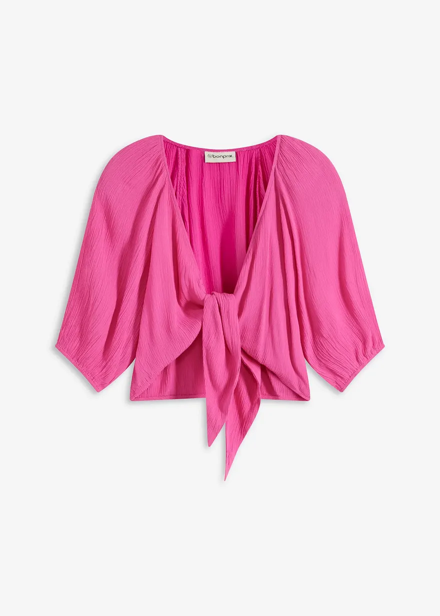 Blusenshirt aus fließender Viskose in pink von vorne - bonprix