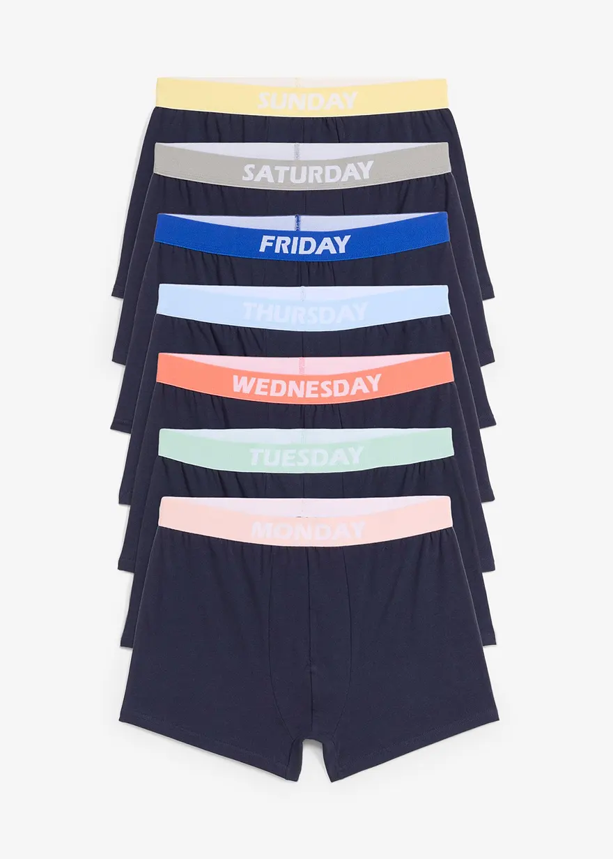 Boxershorts eng (7er Pack) in blau von vorne - bonprix