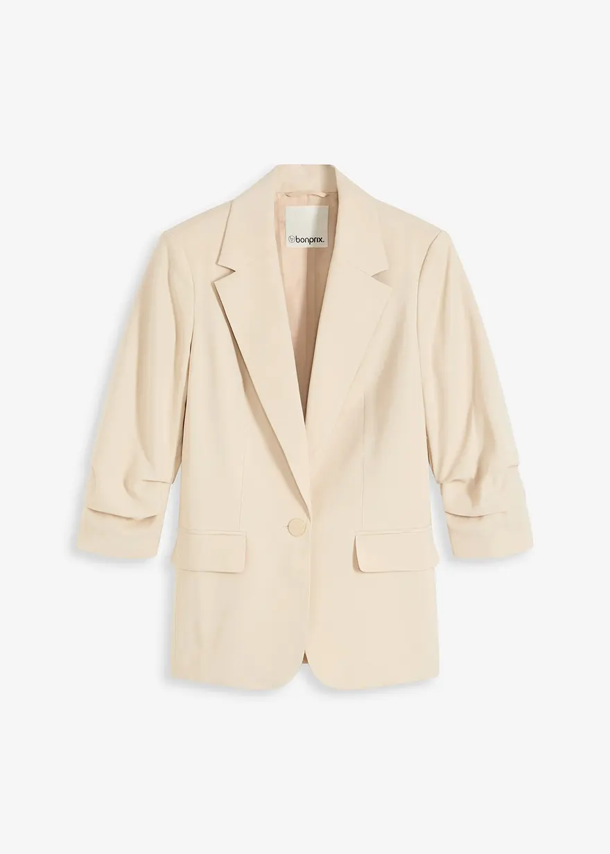 Lockerer 3/4-Arm-Blazer aus Viskose in beige von vorne - bonprix