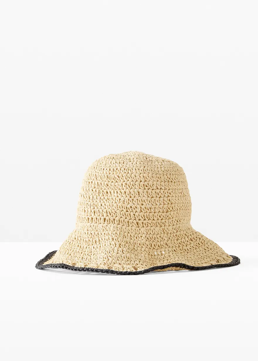 Stroh-Fischerhut in beige von vorne - bonprix