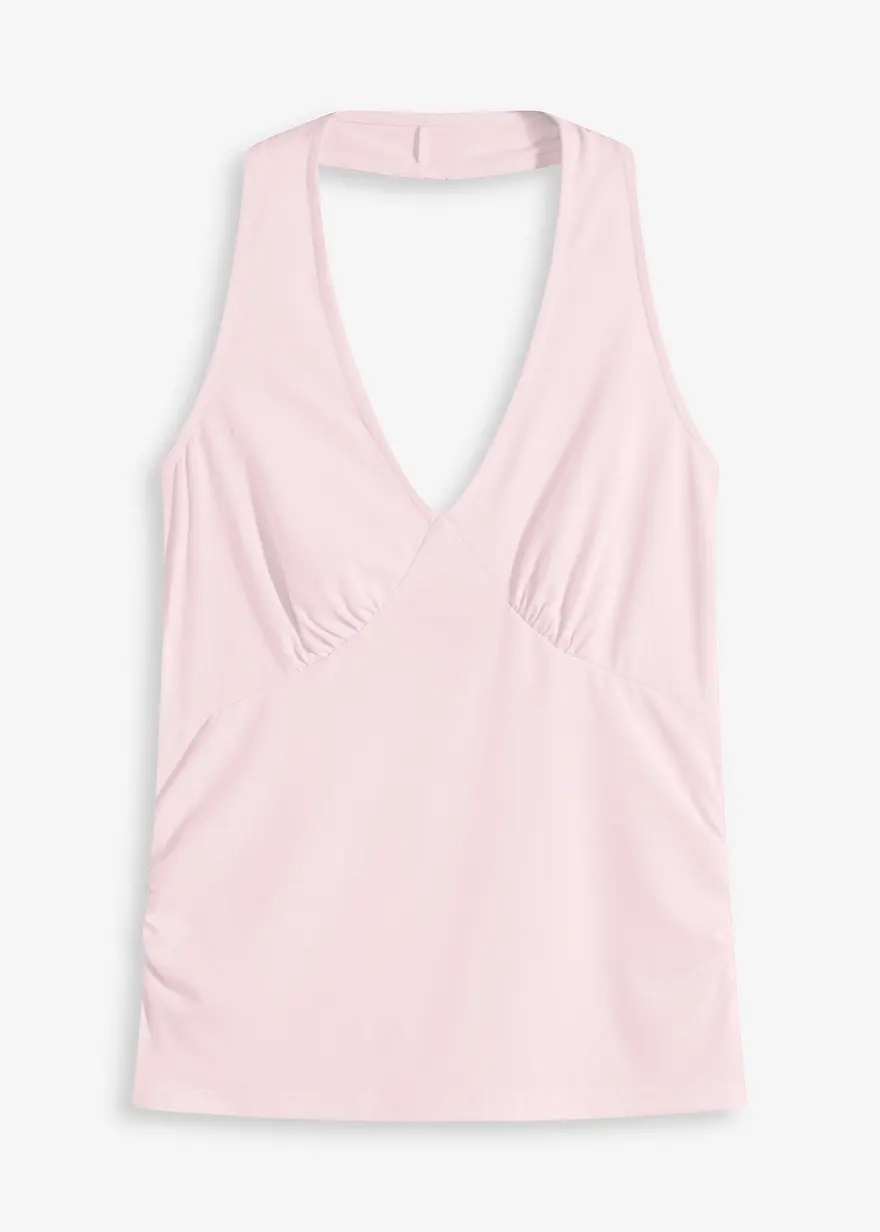 Neckholder-Top mit tiefem Ausschnitt in weiß von vorne - bonprix