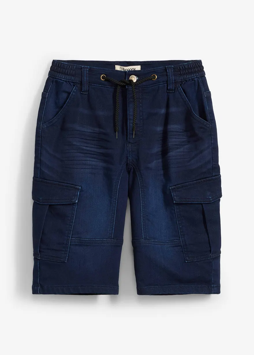 Sweatjeans-Cargobermuda, Regular Fit in blau von vorne - bonprix