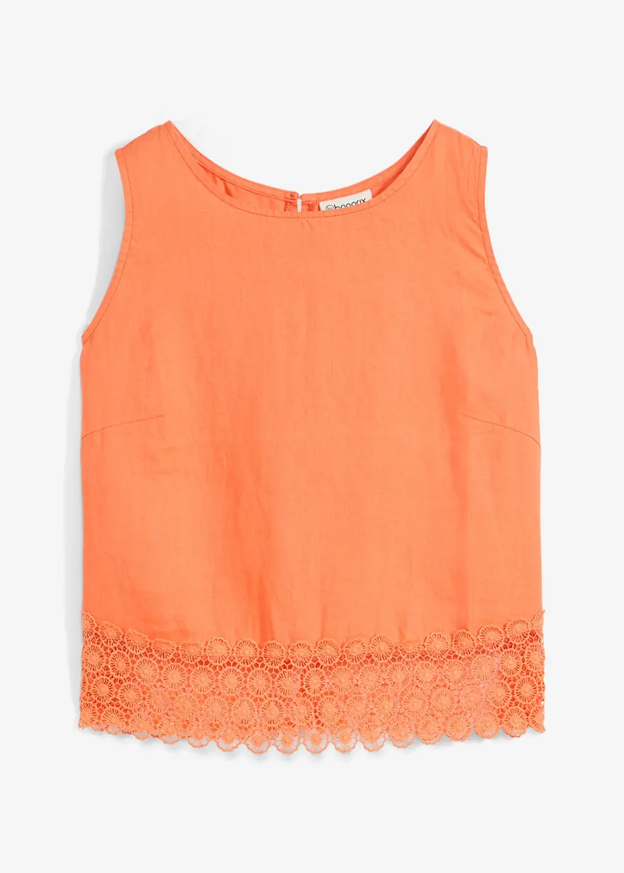 Top aus reinem Leinen in orange von vorne - bonprix