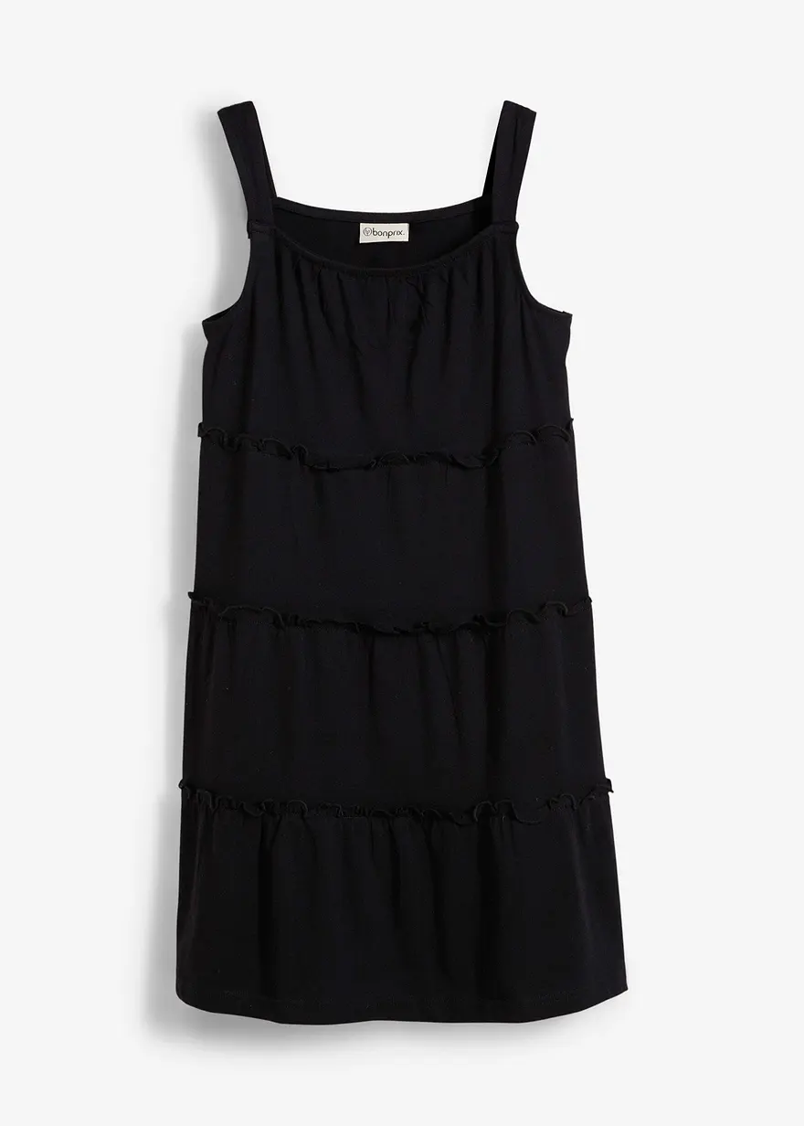Trägerkleid aus reiner Bio-Baumwolle in schwarz von vorne - bonprix