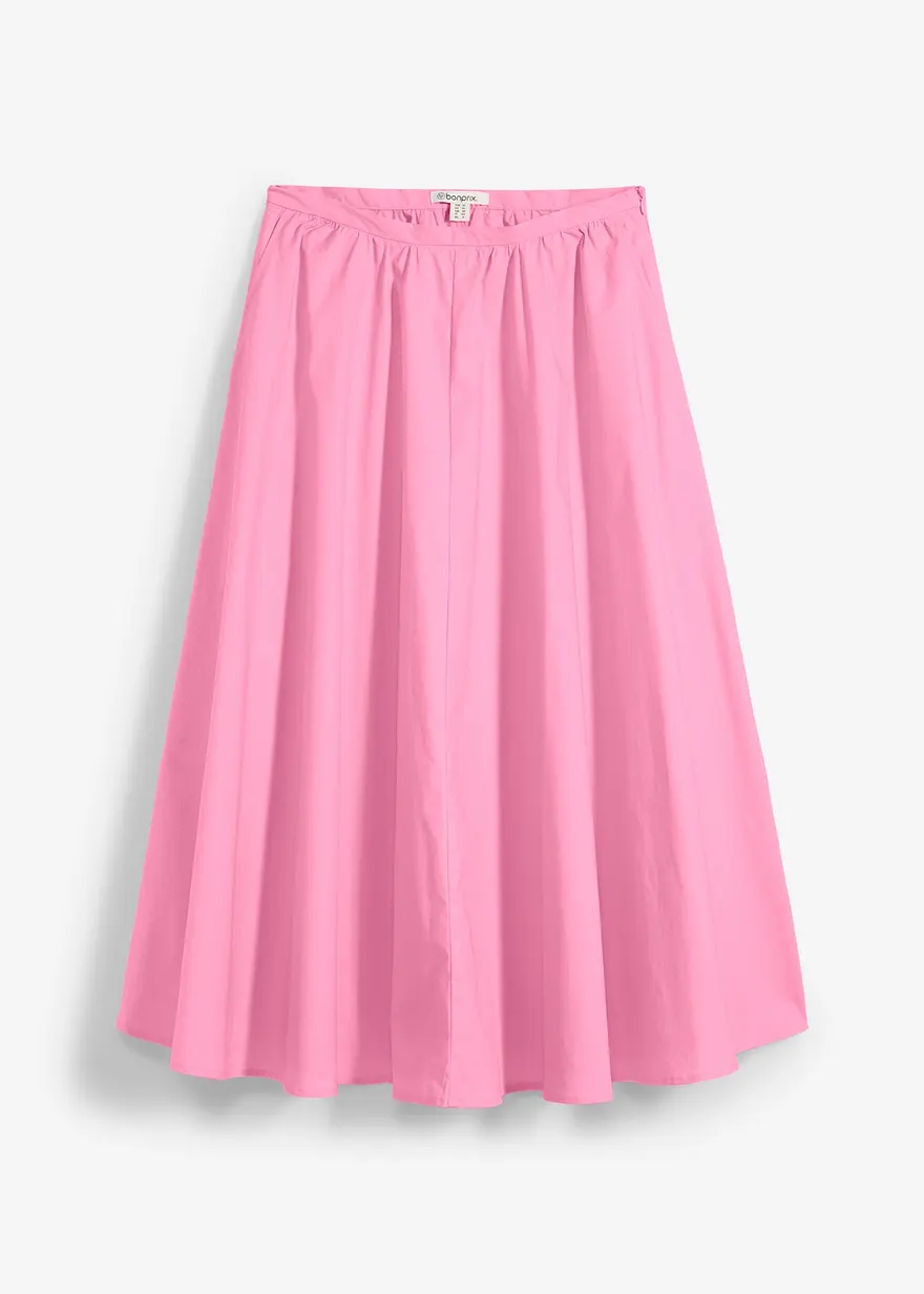 Midirock aus elastischem Baumwoll-Mix in rosa von vorne - bonprix