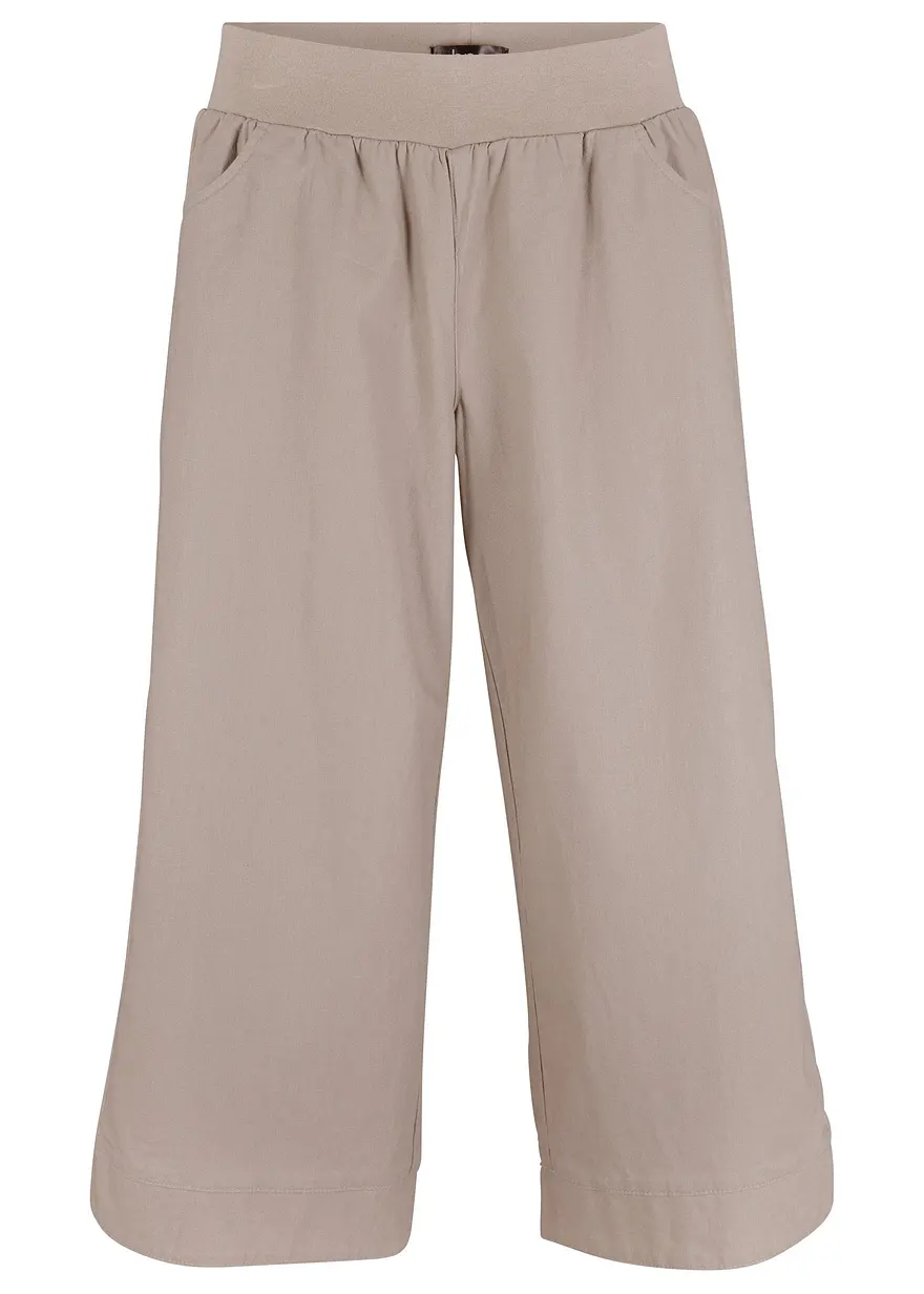 3/4-Hose aus Leinen-Baumwoll-Mischung in grau von vorne - bonprix