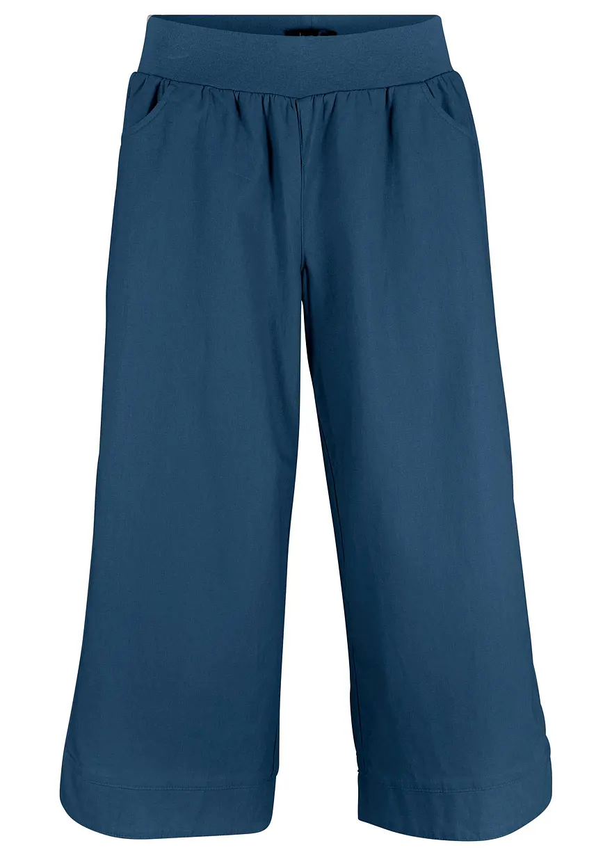 3/4-Hose aus Leinen-Baumwoll-Mischung in blau von vorne - bonprix