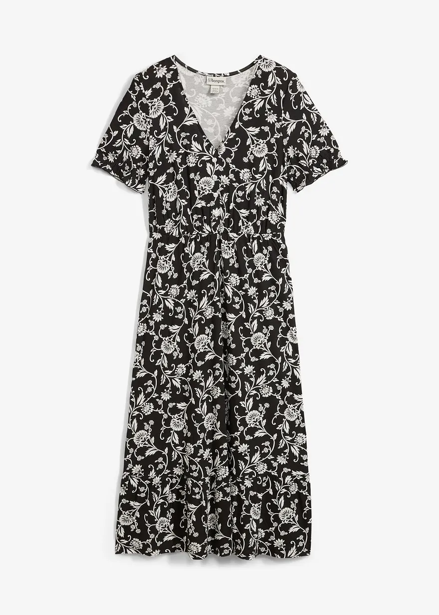 Jerseykleid aus fließender Viskose in schwarz von vorne - bonprix