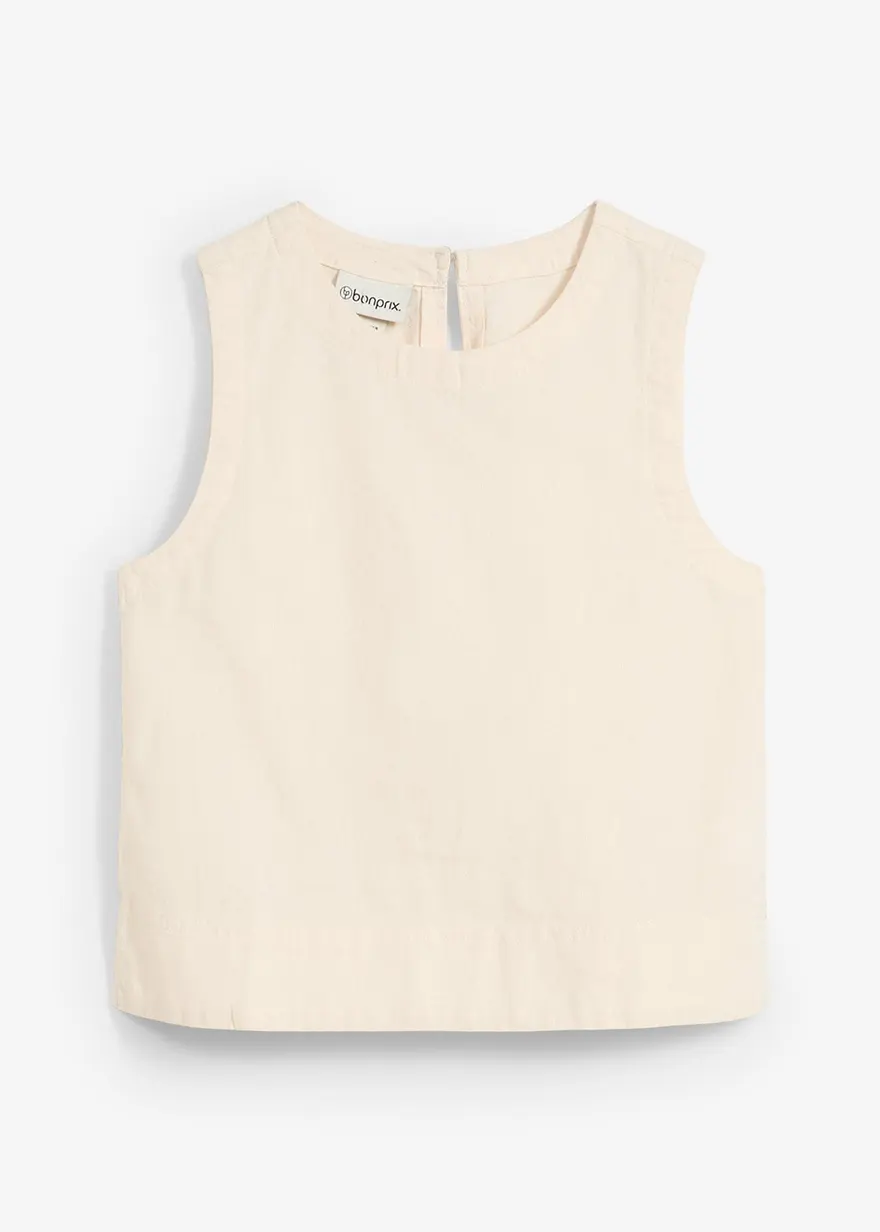 Blusentop aus kühlendem Leinen-Mix in beige von vorne - bonprix
