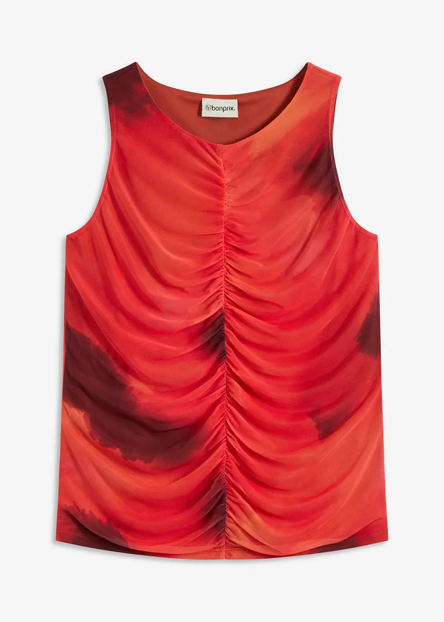 bedrucktes Top aus softem Mesh in orange von vorne - bonprix