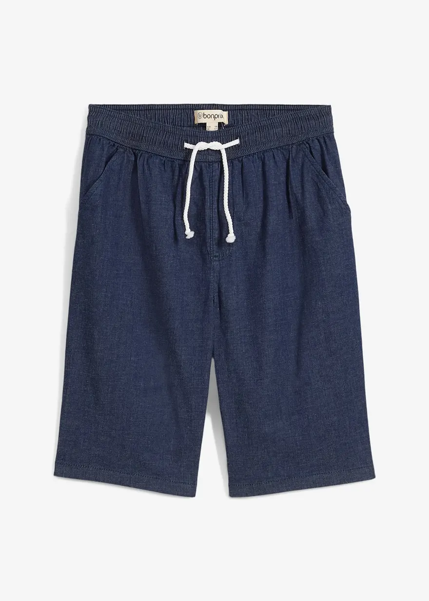 Schlupf Stretch-Jeans-Shorts, Regular Fit in blau von vorne - bonprix
