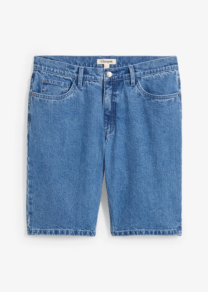 Stretch-Jeans-Bermuda, Relaxed Fit in blau von vorne - bonprix