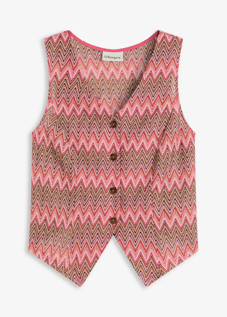 Weste in Häkel-Optik in pink von vorne - bonprix