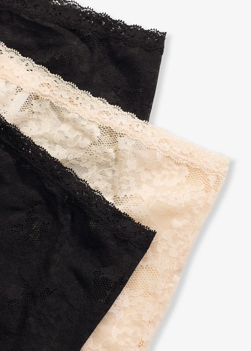 Damen Boxer aus Spitze (3er Pack) in schwarz - bonprix