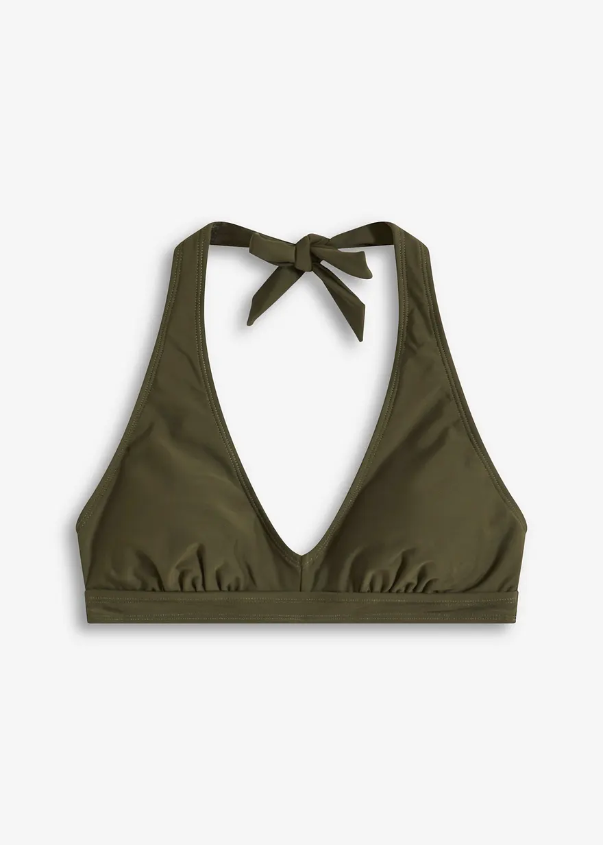 Neckholder Bikini Oberteil in grün von vorne - bonprix