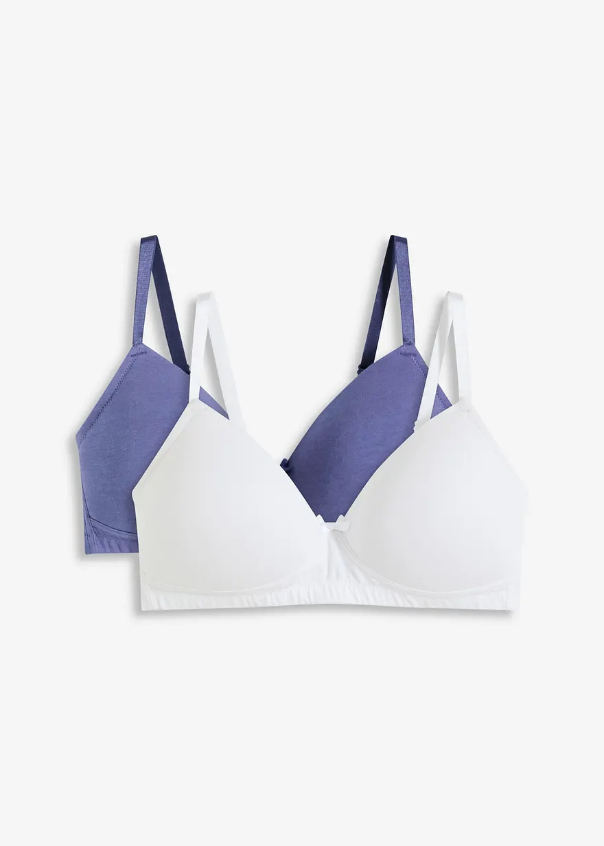 Schalen-BH ohne Bügel mit Bio-Baumwolle (2er Pack) in weiß von vorne - bonprix