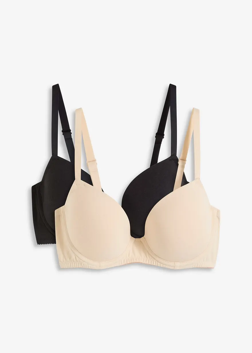 Schalen-BH mit Bügel mit Bio-Baumwolle (2er Pack) in beige von vorne - bonprix