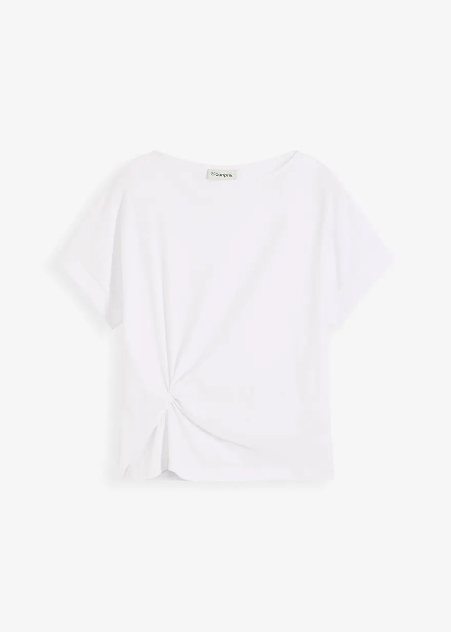 T-Shirt mit Knotendetail in weiß von vorne - bonprix