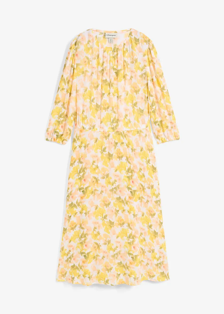 Kleid aus strukturiertem Crinkle in weiß von vorne - bonprix