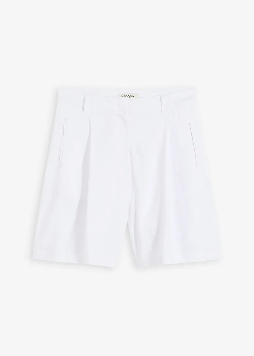 Shorts aus leichtem Leinen-Mix in weiß von vorne - bonprix