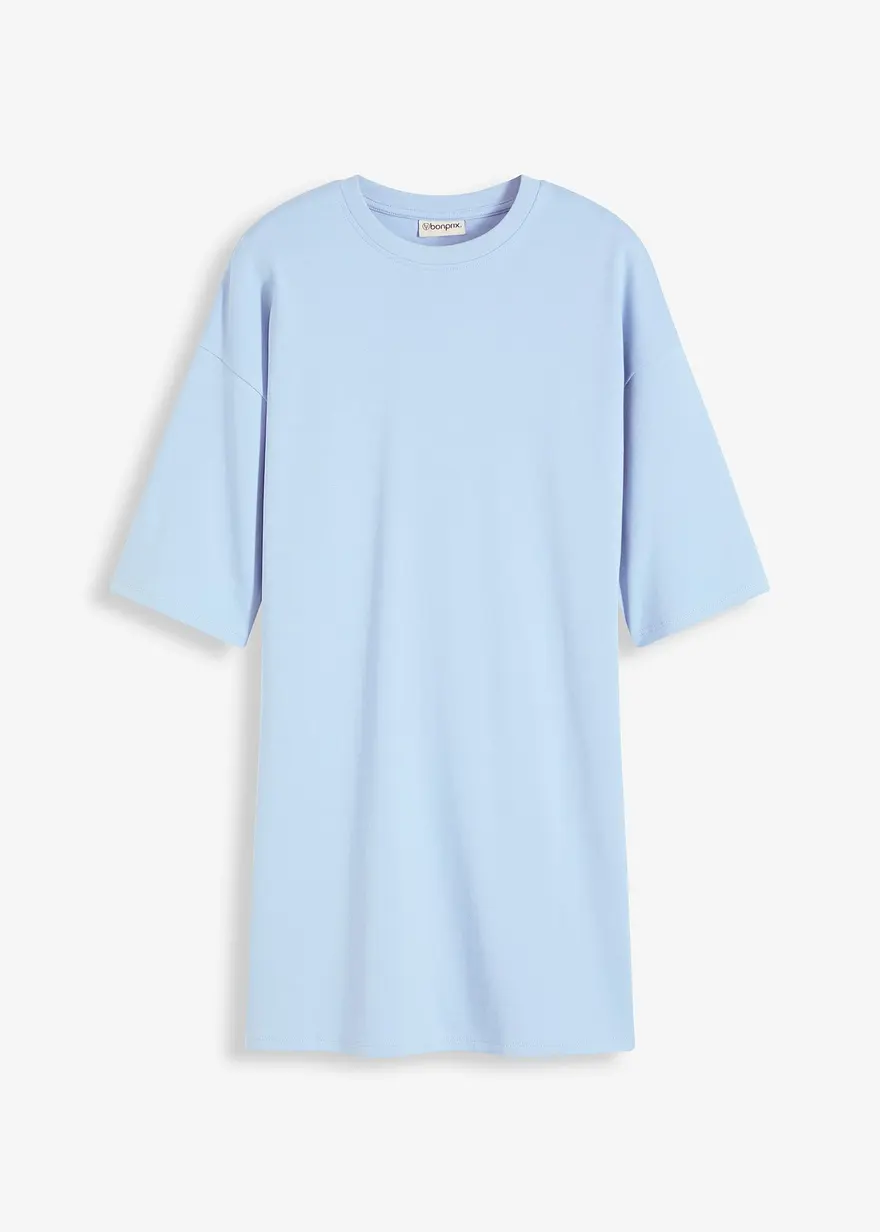 Oversize-Shirtkleid aus schwerer Bio-Baumwolle in blau von vorne - bonprix