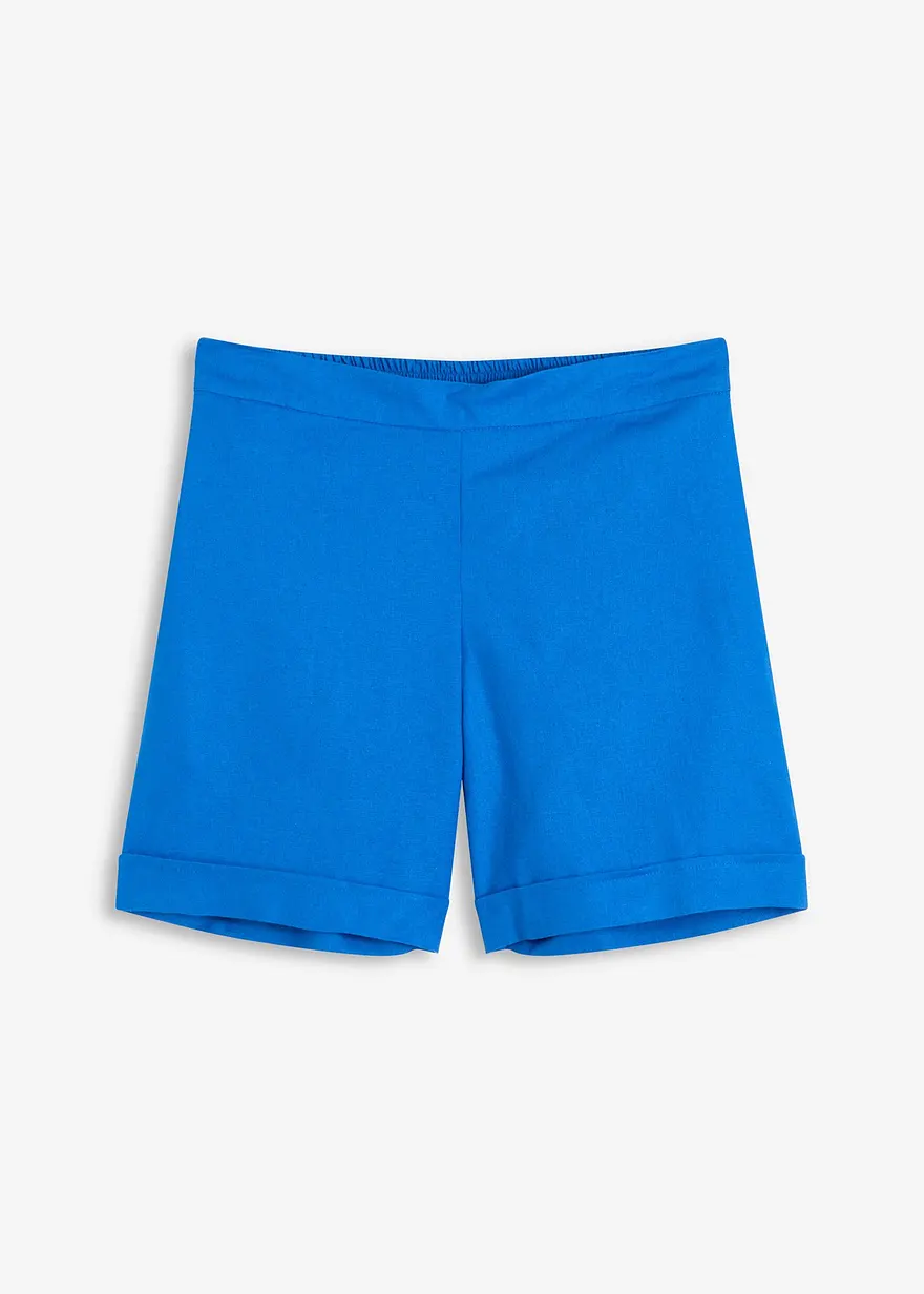 Schlupf-Shorts aus luftigem Leinen-Mix in blau von vorne - bonprix