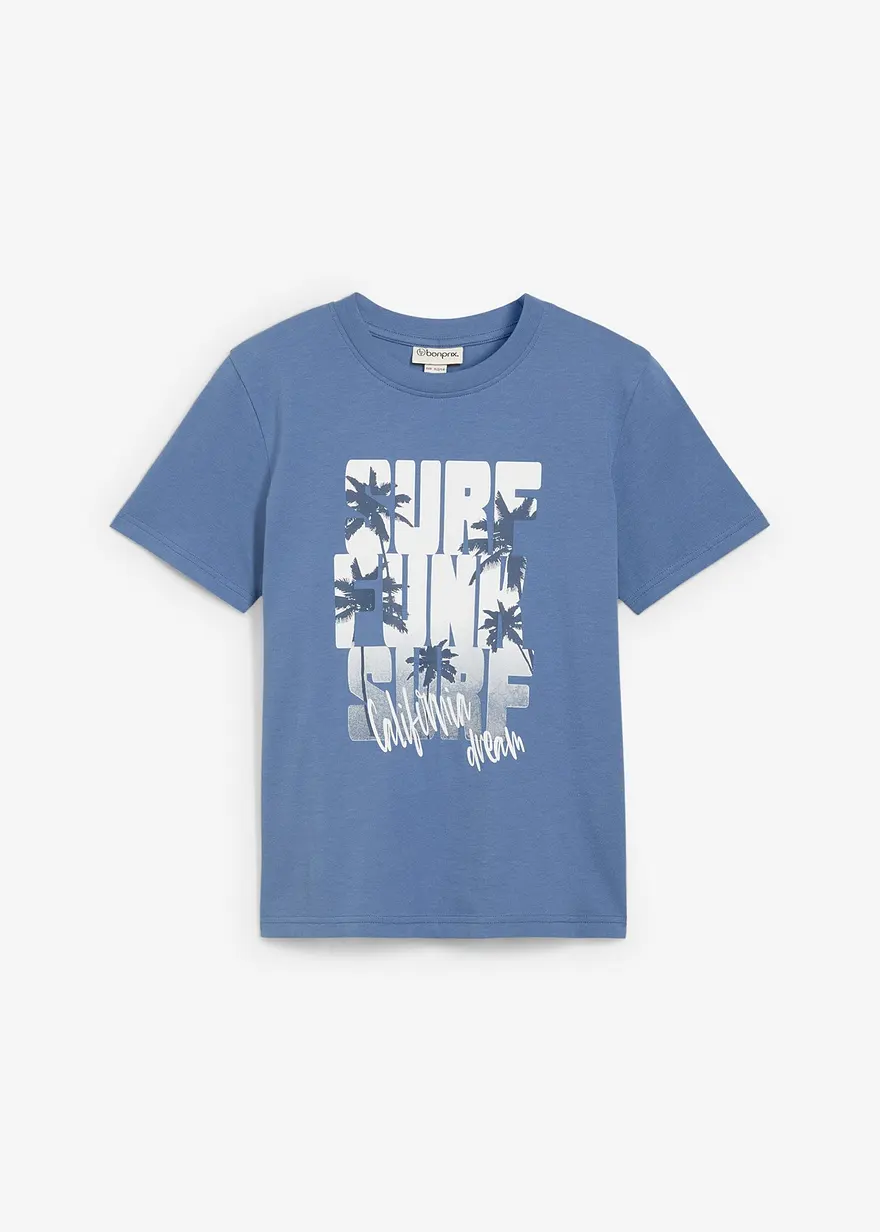 T-Shirt aus Bio Baumwolle in blau von vorne - bonprix