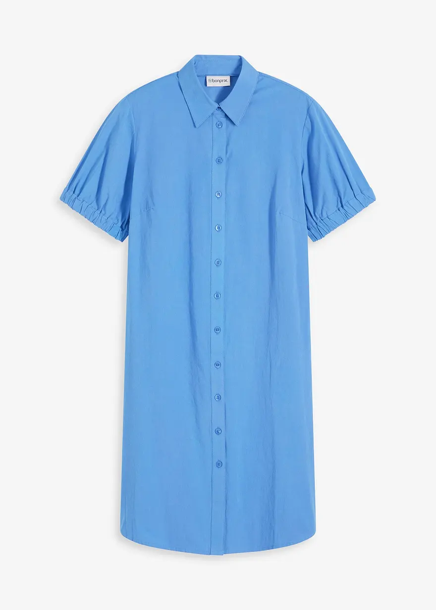 Kleid aus Baumwoll- Popeline in blau von vorne - bonprix