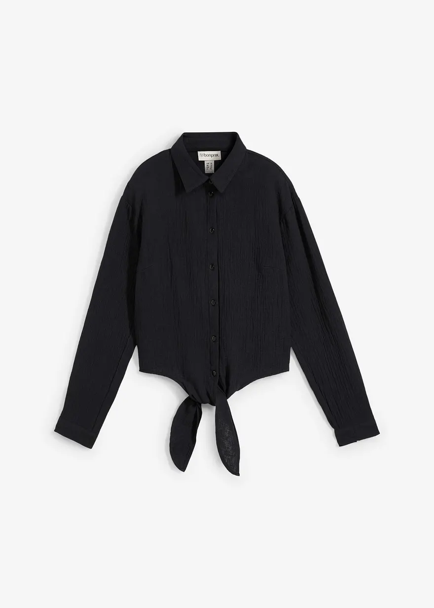Bluse aus Musselin in schwarz von vorne - bonprix