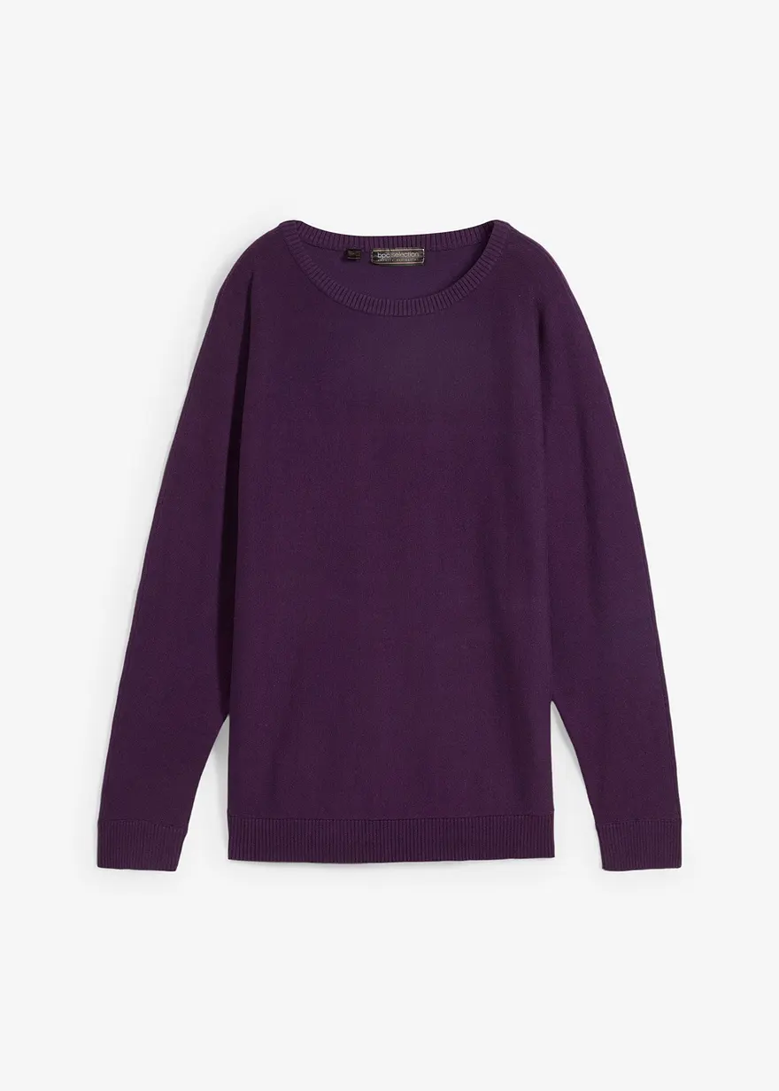 Pullover mit Fledermausärmeln in lila von vorne - bonprix