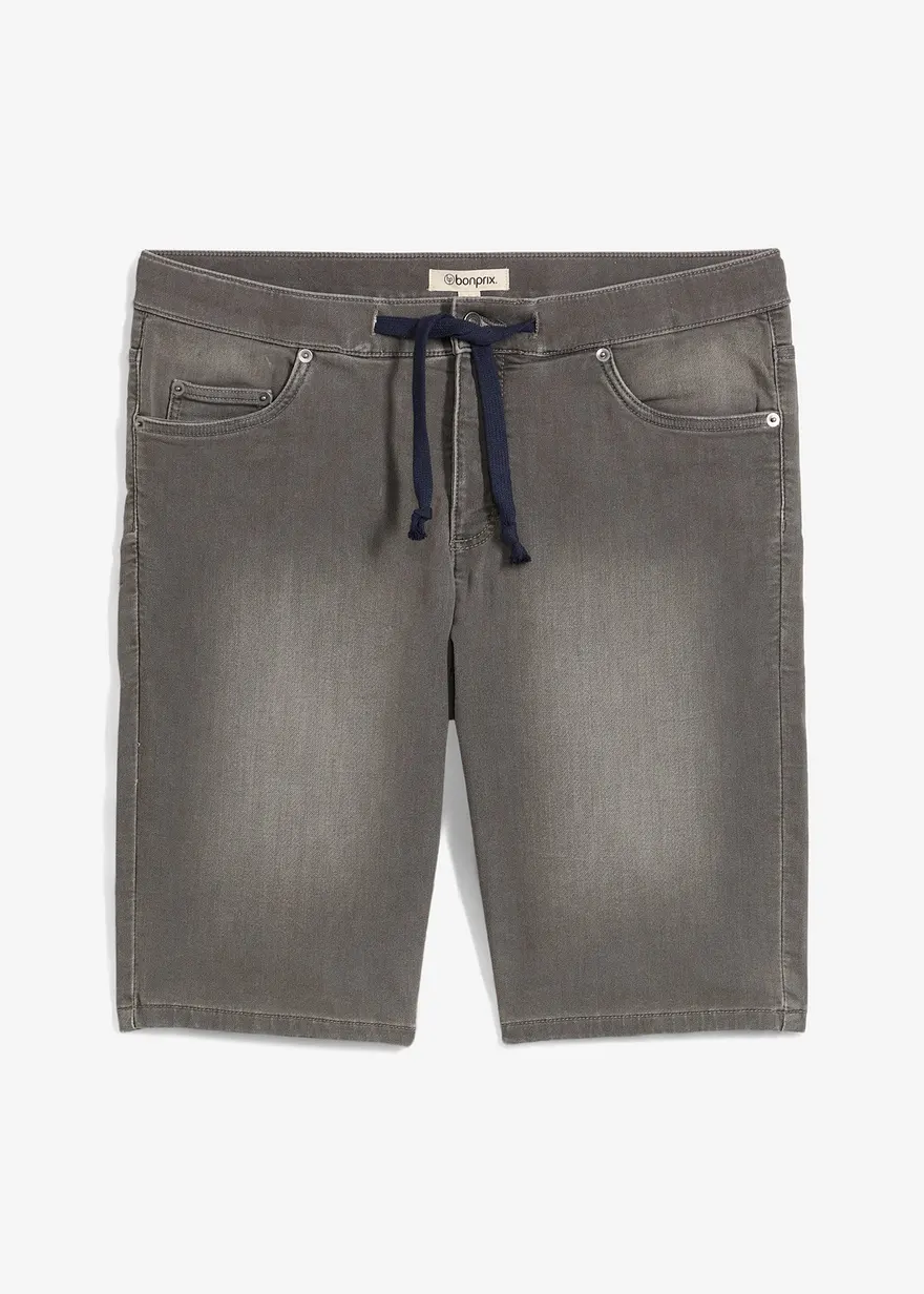 Sweat-Jeans-Bermuda mit Komfortschnitt, Regular Fit in grau von vorne - bonprix