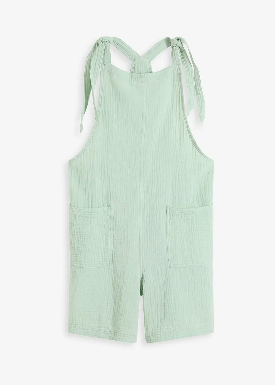 Strandjumpsuit aus luftigem Musselin in grün von vorne - bonprix