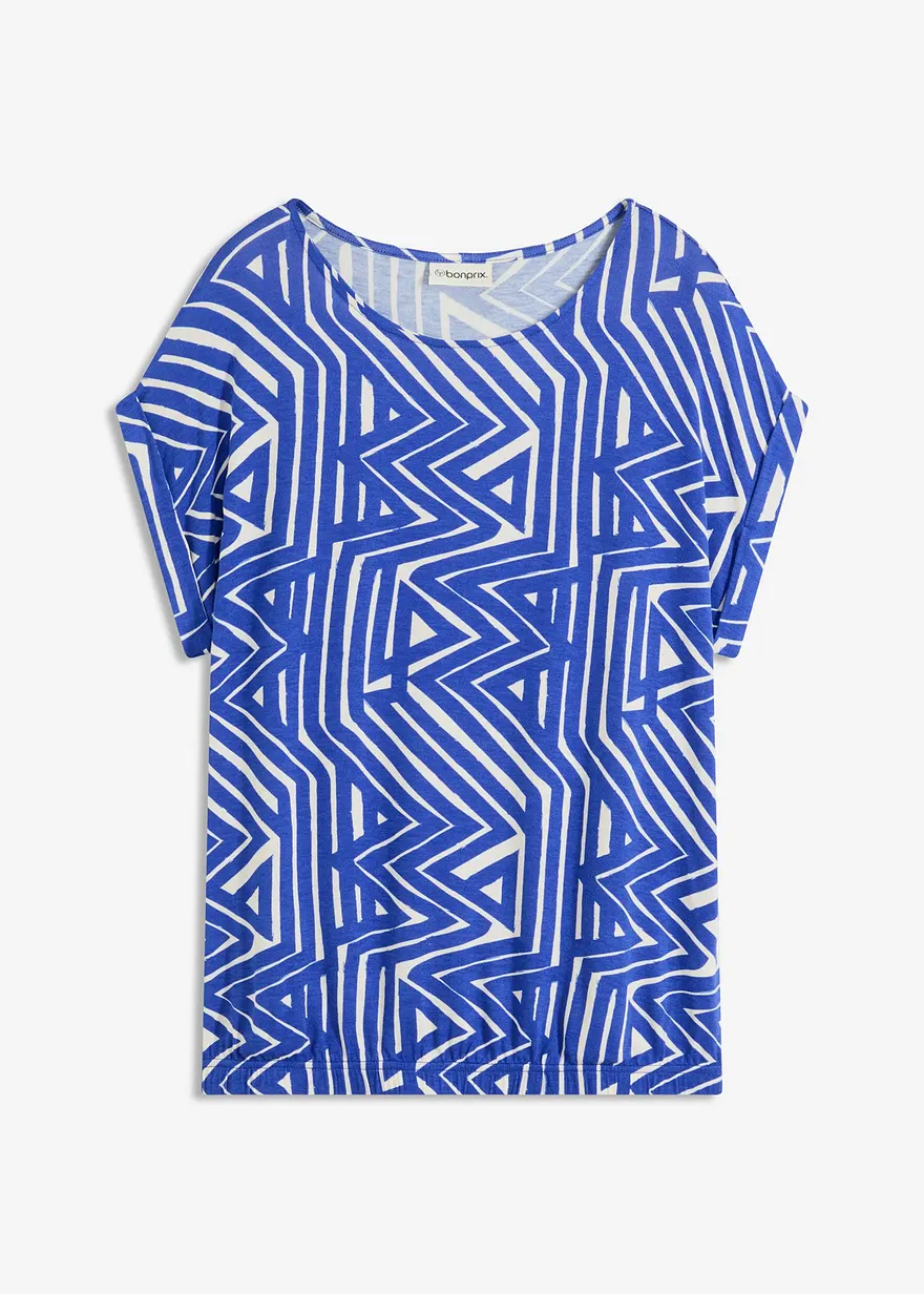 Bedrucktes Oversize-Shirt in blau von vorne - bonprix