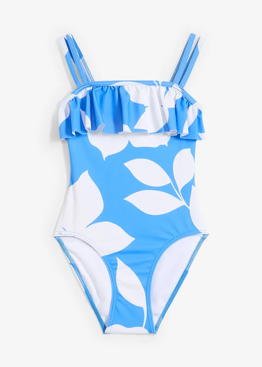 Mädchen Badeanzug in blau von vorne - bonprix