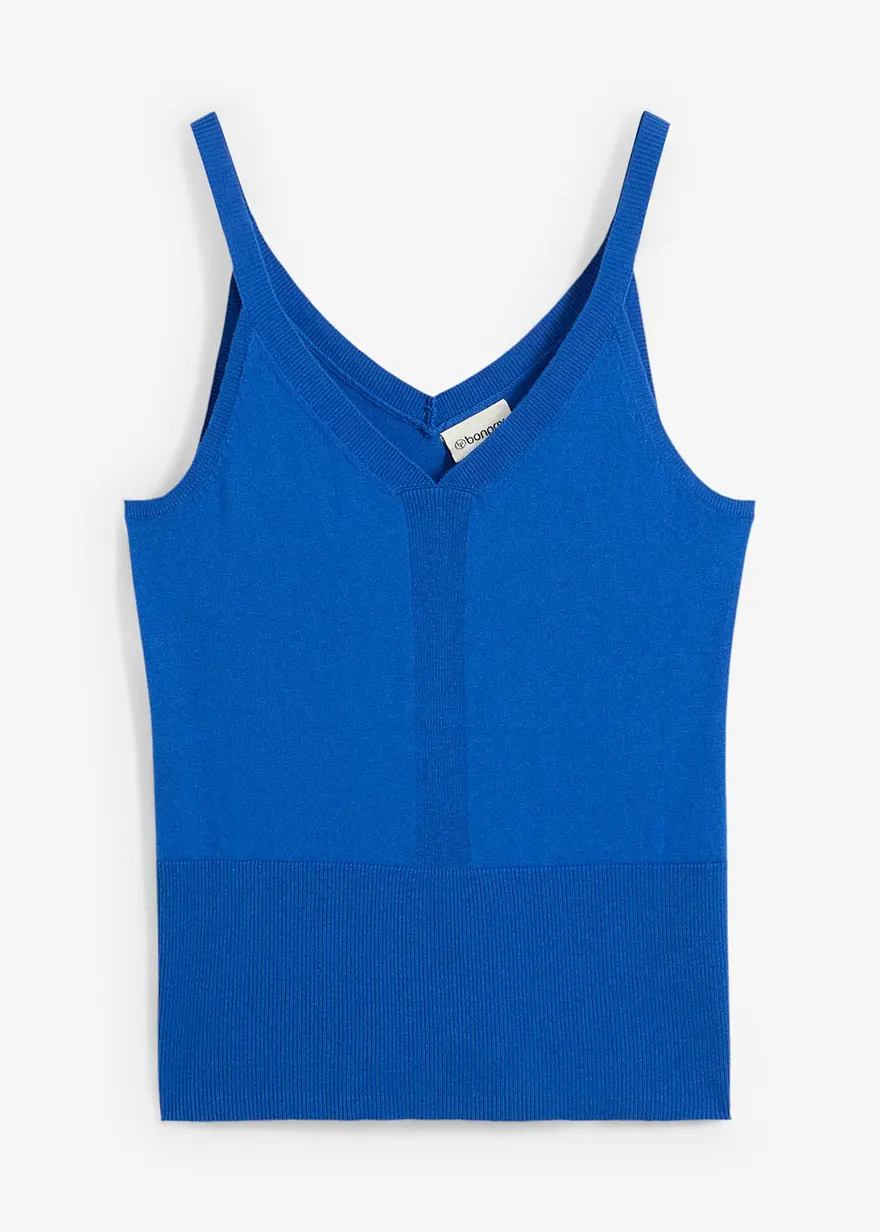 Stricktop mit Seidenanteil in blau von vorne - bonprix
