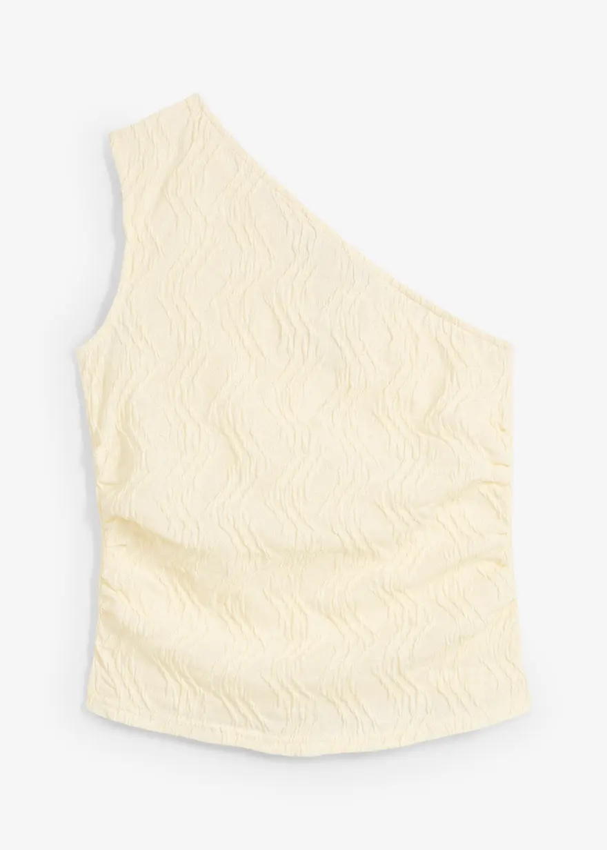 One-Shoulder-Top in Struktur Optik in weiß von vorne - bonprix
