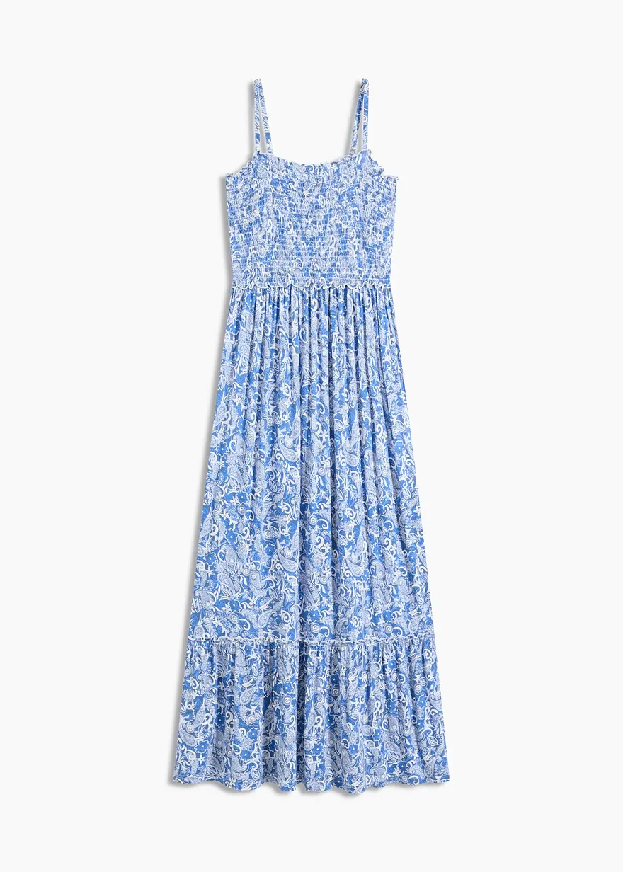 Trägerkleid mit Smok in blau von vorne - bonprix