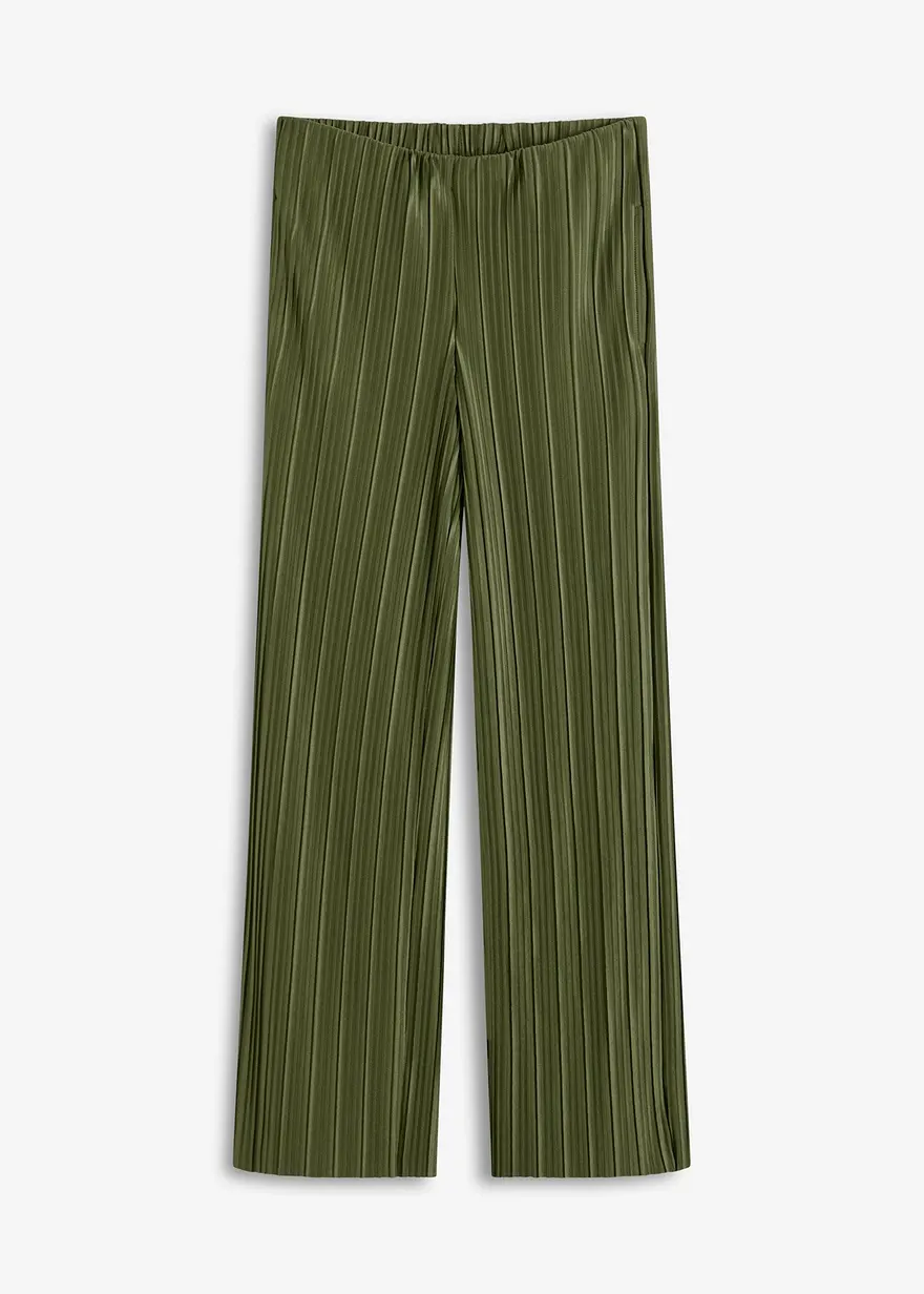 Jersey-Hose mit Plissee in grün von vorne - bonprix