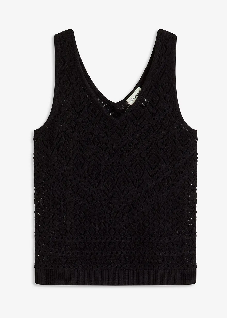 Ajour Stricktop in schwarz von vorne - bonprix