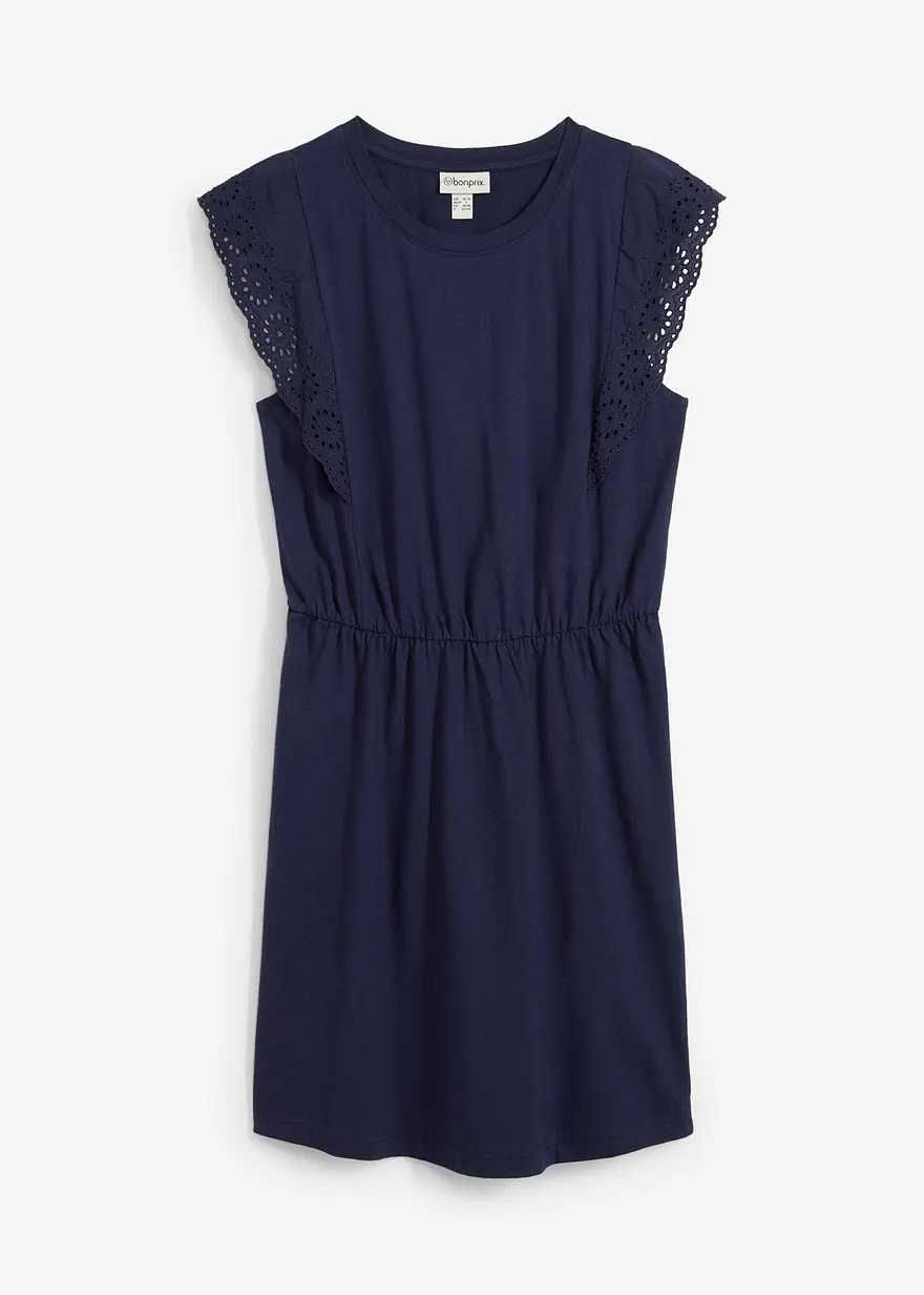 Jerseykleid aus reiner Baumwolle in blau von vorne - bonprix